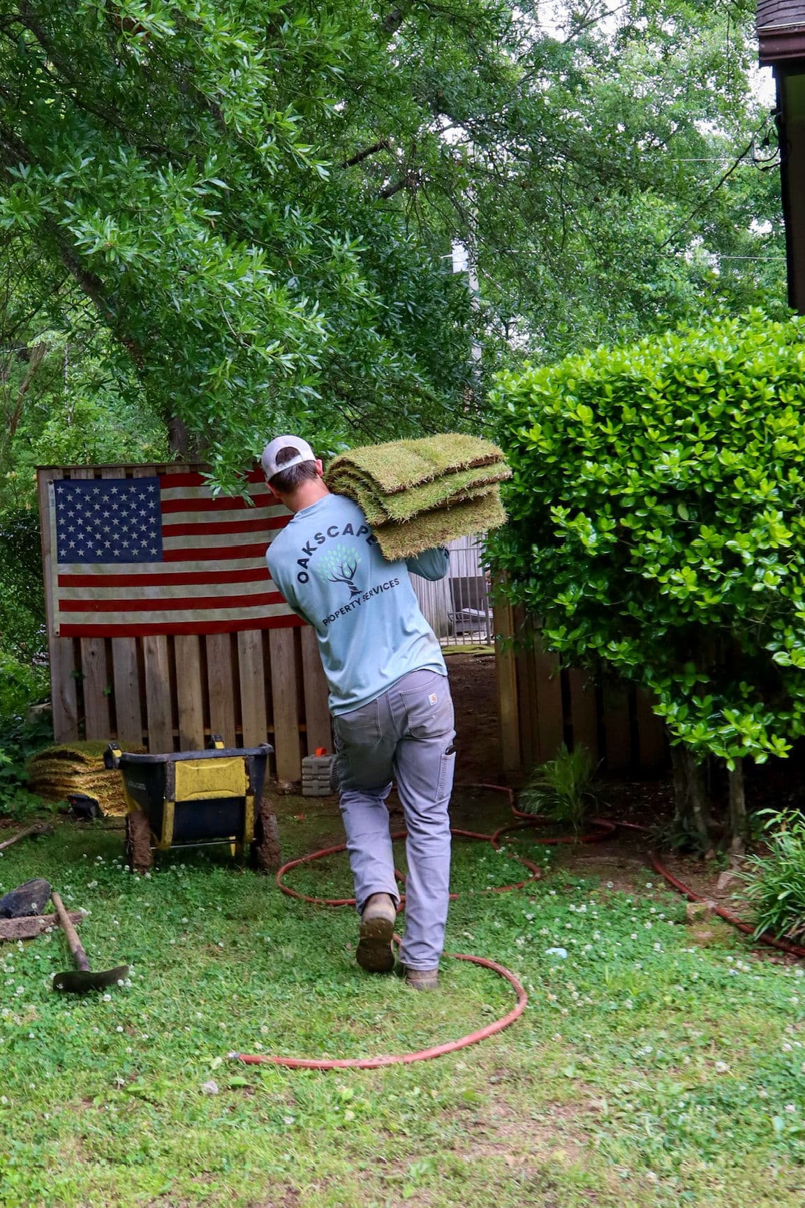 Gallery photos for Fresh Sod Installation Fixes Bare Backyard Near Pool: Image #1